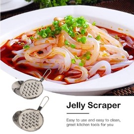 2pcs Bean Jelly Scraper, Stainless Steel Jelly Scraping Cold Noodle Scraper Cheese Grater Manual Zester Fruit Scrapers Food Making Snack Tool Butter Grater Spaetzle Noodle Maker