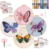 SHIPKEY 4 Sets Embroidery Kit, Cross Stitch Kit for Beginners,