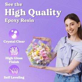 LET'S RESIN 80oz Crystal Clear Epoxy Resin Kit,Bubbles Free Casting Resin Supplies for Beginner,Molds,Jewelry,Resin and Hardener with 6 Mica Powders,Large Silicone Cup