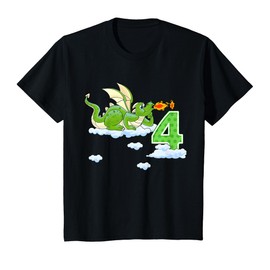 Kids Dragon 4 Year Old Birthday Outfit Boy Knight 4th Birthday T-Shirt