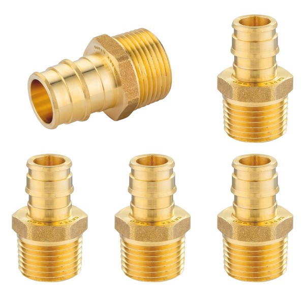 HeSun 5-Pack PEX-A Fitting, PEX Expansion 1-Inch Male Thread Adapter,1"