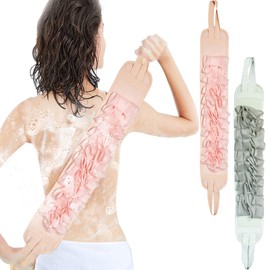 2 Pieces Exfoliating Back Scrubber for Shower, Double Sided Exfoliating Body Scrubber with Handle, Back Washer, Back Lotion Applicator for Men and Women, Acting, Cleansing, Body Wash (Pink, Grey)