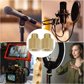 Standard 1/4"-20 Female to 3/8"-16 Male Threaded Reducer Screw Adapter (Brass) Precision Made (2 Pack)