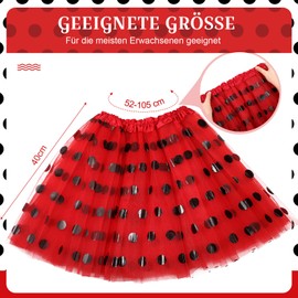 Hestya Hestya Tutu Röcke für Frauen Karnevals Kostüm Gepunktetes Tutu aus Mehrlagigem Tüll Ballettröcke Accessoire für Damen Fasching Geburtstag Weihnachten 80er Jahre Partyzubehör Cosplay (Rot, Schwarz)