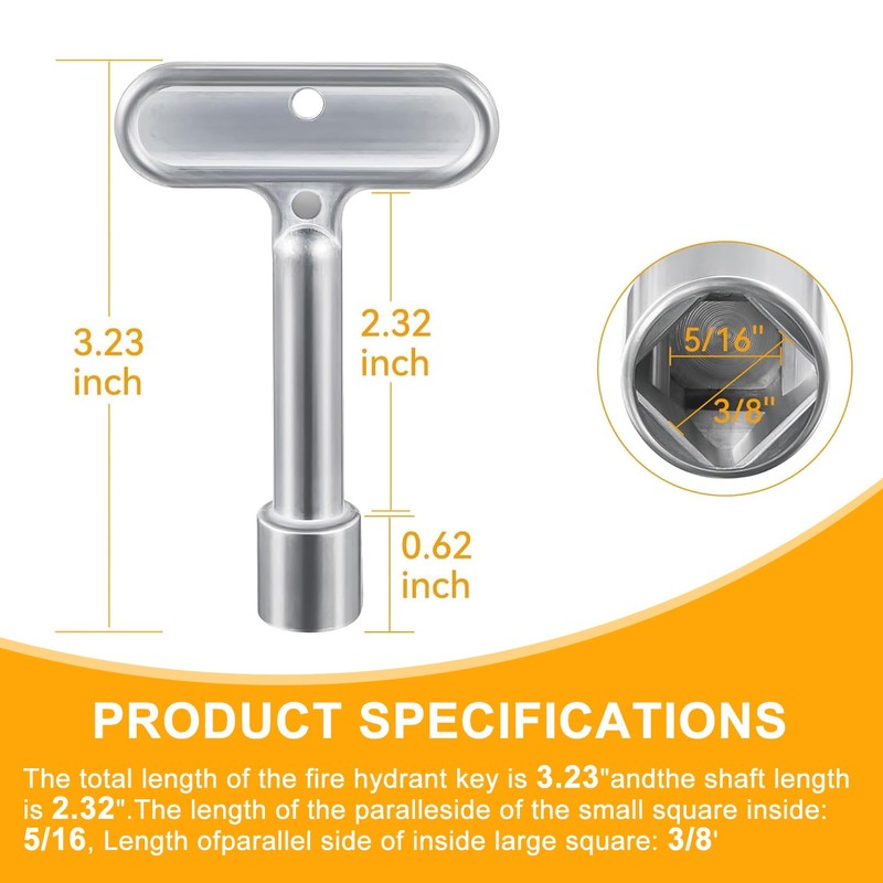 2 Pack 3/8''Hydrant Key, Upgrade Water Key for P1300-PART-13-KEY, Hydrant