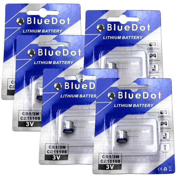 Bluedot Trading Single Pack 2CR1/3N Lithium Cell Battery 3V for Dog Collar, Cameras, Flash Equipment, Calculators, Game Controllers, and More, Quantity 5