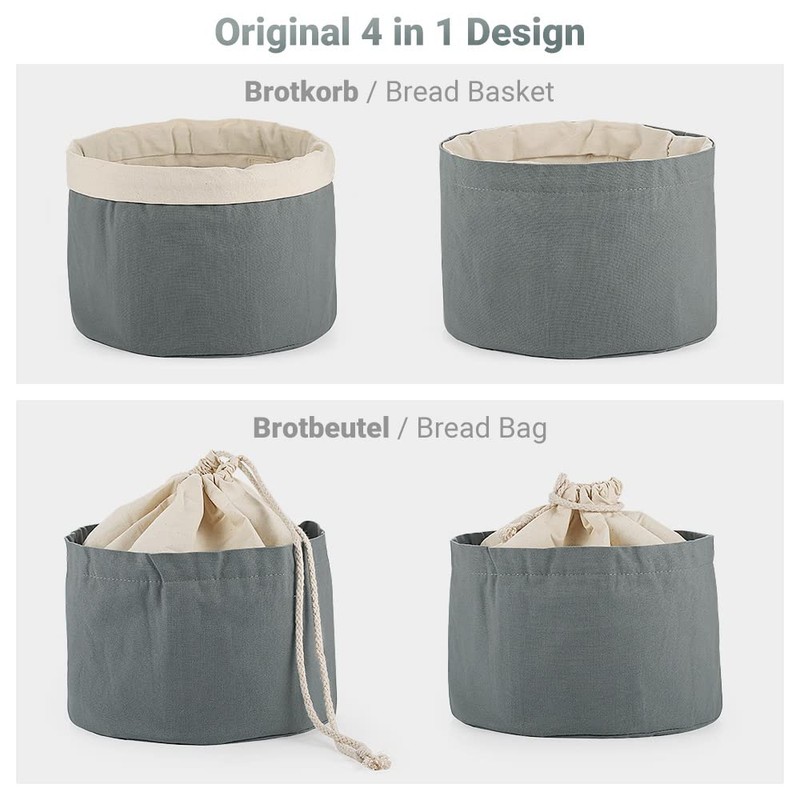 ecooe Bread Basket with Lid and Drawstring Bread Bag Diameter