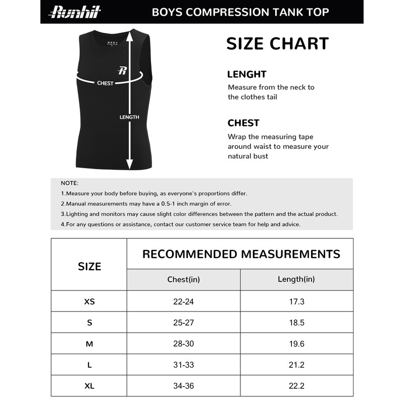 Runhit Boys Compression Tank Top Youth Athletic Quick Dry Base