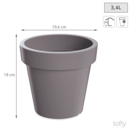 Prosper Plast DLOF200-405U 19.6 x 18.1 cm "Lofly" Flowerpot - Stone Grey