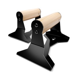 PULLUP & DIP Parallettes - Push Up Handles with Ergonomic Wooden Handles & Heavy-Duty Steel - Non-slip Parallettes Bars for Strength Training and Calisthenics - Press Up Handles for Push Ups