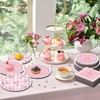 72pcs Pink Bow Party Decorations Tableware Disposable Bow Birthday Plates