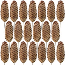 Winlyn 20 Pcs Christmas Natural Pine Cone Picks Rustic Spruce Pine Cones 5.9" Christmas Tree Decorations Hanging Pinecones for Christmas Tree Wreath Garland Holiday Party Table Centerpiece Crafts