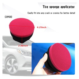 Suvnie 2 PCS Tire Hex Grip Dressing Applicator, Round Shape Car Polishing Foam Applicator Pad, Reusable Auto Wheel Tire Shine Detailing Sponge for Waxing, Buffing, Coating (Red, Large Flat)