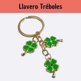 Key Ring 3 Green Clovers with 4 Lucky Leaves - St. Patrick's Keychains for Lovers Fortune, Clover, Plants… - Lucky Accessory with Four Green Leaves - Unisex for Men and Women, grey, L