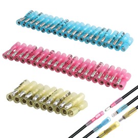 PONFY 100PCS Heat Shrink Bullet Terminals - Female & Male Insulated Waterproof Marine Crimp Automotive Connectors, Wire Splice Kit