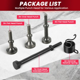 AMGSH 5 pcs Smoothing Air Hammer Bits Tool Kit, Pneumatic Air Hammer Attachments 0.401'' (10mm) Shank Heavy Duty Air Hammer Chisels Extended Length Pneumatic Hammer Bit with Spring