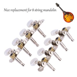 Yosoo Tuning Pegs, Easy to Install Machine Head, White + Silver for 8 String Tuners