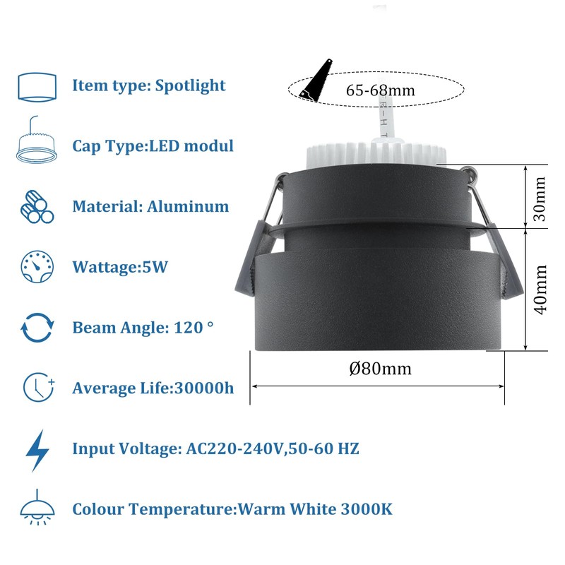 KYOTECH LED Ceiling Spotlight with Indirect Light Including 5 W