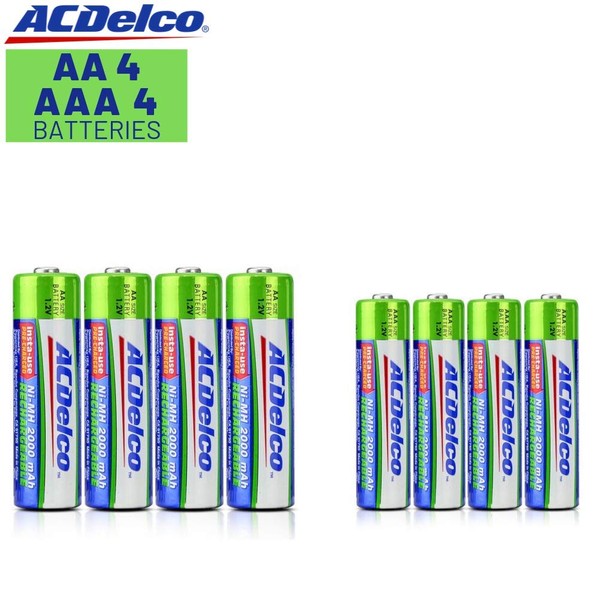 ACDelco AA and AAA Insta-Use Rechargeable Batteries, Precharged, 4 Each