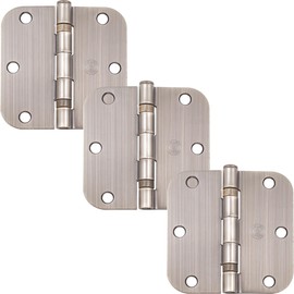 Stone Harbor Hardware 3-1/2" Ball-Bearing Door Hinges, 5/8" Radius Corner, Antique Brass, 3-Pack