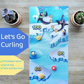 Ybgocot Mini Tabletop Shuffleboard for Kids,Ice Penguin Game,Indoor Table Top Curling Games,Family Board Games