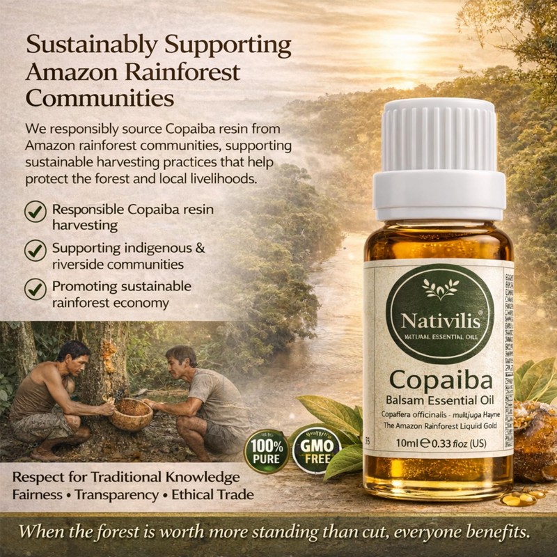 Nativilis Copaiba Balsam Essential Oil (10ml) - 100% Natural (Copaifera