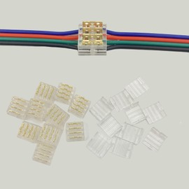 Wire Connector Quick Connect Terminal 10 Pack with Caps 4 Pin Electrical Splice Terminal Wire to Wire Quick Connect No Stripping Required Compatible with 22-20AWG LED Cable (4