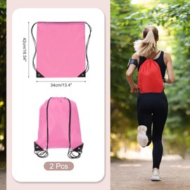PATIKIL Drawstring Backpack Bags, 2 Pack Sports Cinch Sack Draw String Bag for Sports Gym Yoga Travel Swimming Beach, Pink