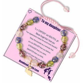 DS Rabbit Beaded Bracelet Luminous Crystal Glass Bead Charm Rabbit bracelets Dainty cute Adjustable jewelry Birthday Gifts for Daughter Niece Granddaughter-Daughter Golden Rabbit