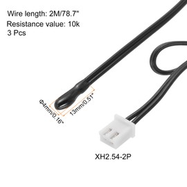 uxcell 3 Pcs 10K NTC Thermal Sensor Probe,Epoxy Sensitive Temperature Sensor Probe 78.7 Inch Digital Thermometer Extension Cable Temp Sensor for Electrical Appliances