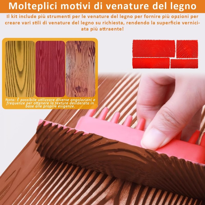 Wood Effect Swabs, 4 Pieces Wood Grain Painting Tools Roller