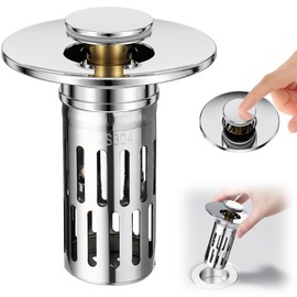 Vodolo 3 in 1 Sink Drain Strainer with Hair Catcher,Stainless Steel Popup Sink Stopper with Basket for Bathroom Kitchen Shower,Pop-up Bounce Core Floor Basin Drain Filter,Replacement Sink Plug 1PCS