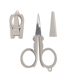 Pastel Mini Folding Scissors with Safety Cap Small Portable Travel Scissors Little Badge Scissors Yarn Shears Kids Tiny Cutter for Cutting, Scrapbooking, Crafting, Sewing, Grey(1 Pack)