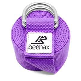 Beenax Yoga Strap Belt 1.85M, 2.5M, Extra Long Adjustable Strong Cotton 6ft 8ft with D-Ring Buckle, Exercise & Fitness Stretching for Yoga, Pilates, Dance, Gym Workouts and Physical Therapy