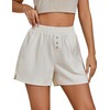 luvamia Linen Shorts for Women High Waisted Buttoned Elastic Waist