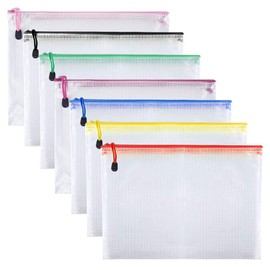 TUPARKA 7 Pcs Document Bag A5 Zipper File Bags A5 Mesh Document Bags for Cosmetics Office Supplies Accessories