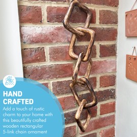 Thorness Rustic Wooden rectangular 5-Link Chain Ornament for Home Decor, Ideal for Living Room, Shelf, and Coffee Table Decoration