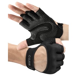 COFIT Ventilated Workout Gloves With Curved Open, Lightweight Summer Gym Gloves Multi Purposes for Weightlifting, Cycling, Exercise, Climbing and Rowing - Black S