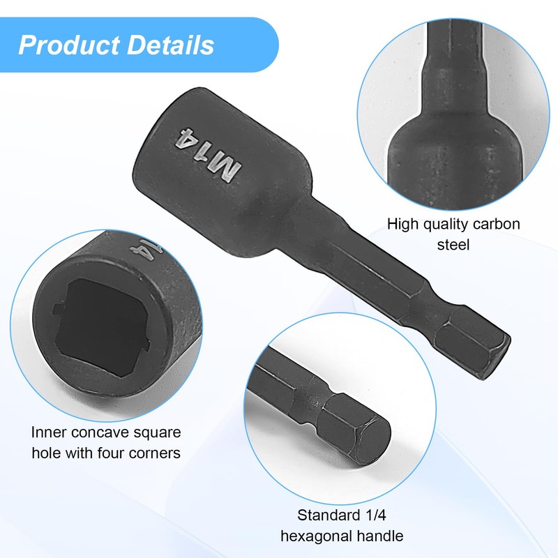7-Piece Set Tap Adapter, 1/4 Hex Shank Tap, 6.35 x