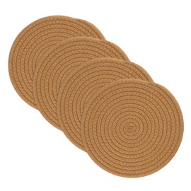 sourcing map 4 Pcs Trivets for Hot Dishes, 8 Inch Cotton Potholders for Hot Pots and Pans Cotton Rope Woven Trivet Heat Resistant for Kitchen Table Countertop, Brown