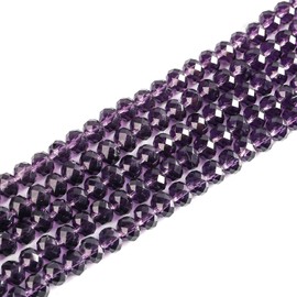 Pack of 160 Czech Bohemian Crystal Beads, 3 mm x 2 mm, Czech Beads, CZ Glass Faceted Rondelle Beads, Glass Beads, 1 Strand (Purple)
