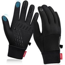anqier Cycling Gloves Men's Winter Gloves Warm Cycling Gloves Windproof Touchscreen Gloves Women's Sports Gloves Non-Slip Running Gloves Thermal Gloves Waterproof, black