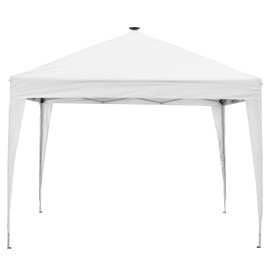 10x10 Solar LED POP UP Canopy Portable Instant Gazebo Adjustable Height, White