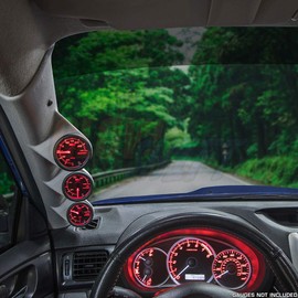 GlowShift Gray Triple Pillar Gauge Pod Compatible with Subaru Impreza WRX STI 2008-2014 - Factory Color Matched - Complete Replacement - ABS Plastic - Mounts (3) 2-1/16" (52mm) Gauges