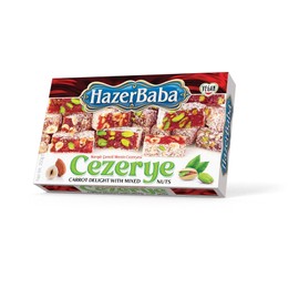 Hazer Baba Turkish Delight Candy, Cezerye with Mixed Nuts & Carrot Flavor, Coconut Dusted, Gourmet Snack Box, Vegan, Lokum, Loukumi, Delicias Turcas, Halal, Kosher, 12.3oz (350g)