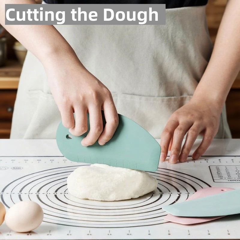 AMIQIWEI 2-Pack Silicone Dough Scraper Flexible Bench Scraper for Sourdough