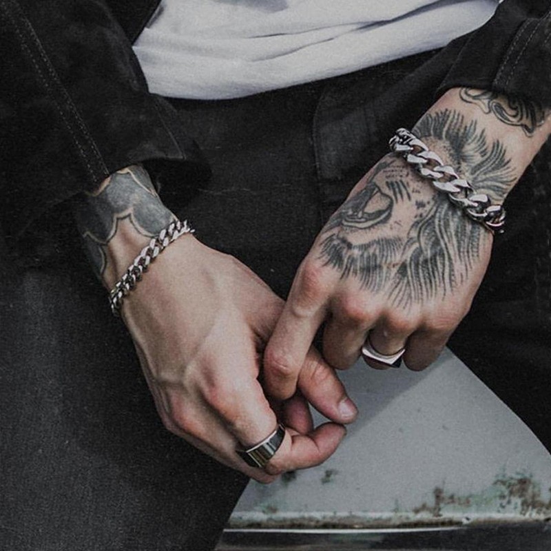 ChainsHouse Mens Bracelets Silver Cuban Link Chain Bracelet Stainless Steel