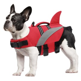 Mosucoirl Dog Life Jacket High Flotation,Shark Dog Lifesavers Floats Coat High Visibility Reflective Pet Safety Vest Swimsuits Small Medium Large Dog Life Vest for Swimming Boating Surfing Kayaking