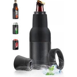 Stepstall 14 oz. Beer Bottle and Can Cooler with Beer Opener,3 in 1 Can Cooler, Slim Can Beer Bottle Insulators Holder, Double Walled Stainless Steel Insulated Can Cooler for Beer,Soda
