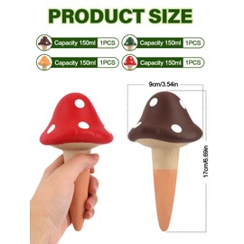 4Pcs Plant Watering Globes, Kalolary Self Watering Spikes Terracotta Drip Water Stakes Irrigation Watering Bulbs for Pot, Indoor, Outdoor, Vacation (Mushroom)